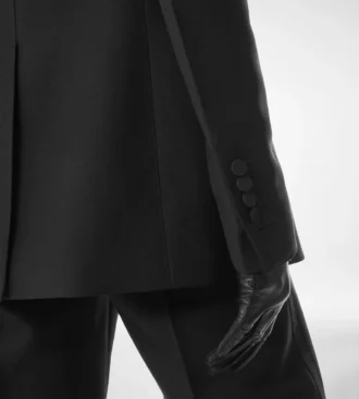 Chaqueta de esmoquin de lana y seda con botonadura sencilla