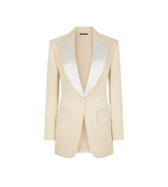 Chaqueta de esmoquin de una sola botonadura «Bianca» en brillante mezcla de seda Barathea