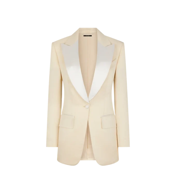 Chaqueta de esmoquin de una sola botonadura «Bianca» en brillante mezcla de seda Barathea Chaqueta de esmoquin de una sola botonadura «Bianca» en brillante mezcla de seda Barathea