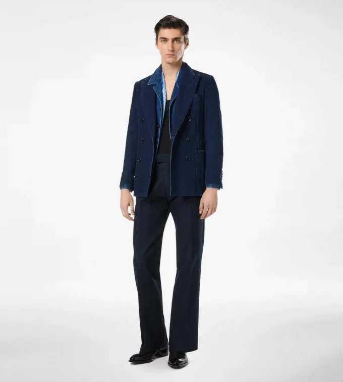 Chaqueta de espiga índigo Chaqueta de espiga índigo