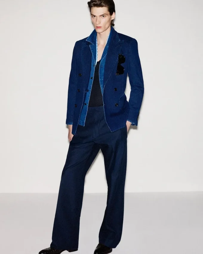 Chaqueta de espiga índigo Chaqueta de espiga índigo
