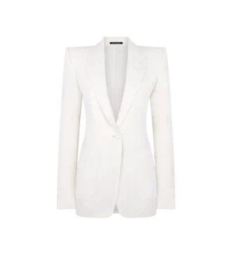 Chaqueta de franela de lana y cachemira de botonadura sencilla