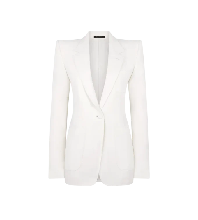 Chaqueta de franela de lana y cachemira de botonadura sencilla Chaqueta de franela de lana y cachemira de botonadura sencilla