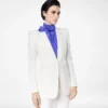 Chaqueta de franela de lana y cachemira de botonadura sencilla Chaqueta de franela de lana y cachemira de botonadura sencilla