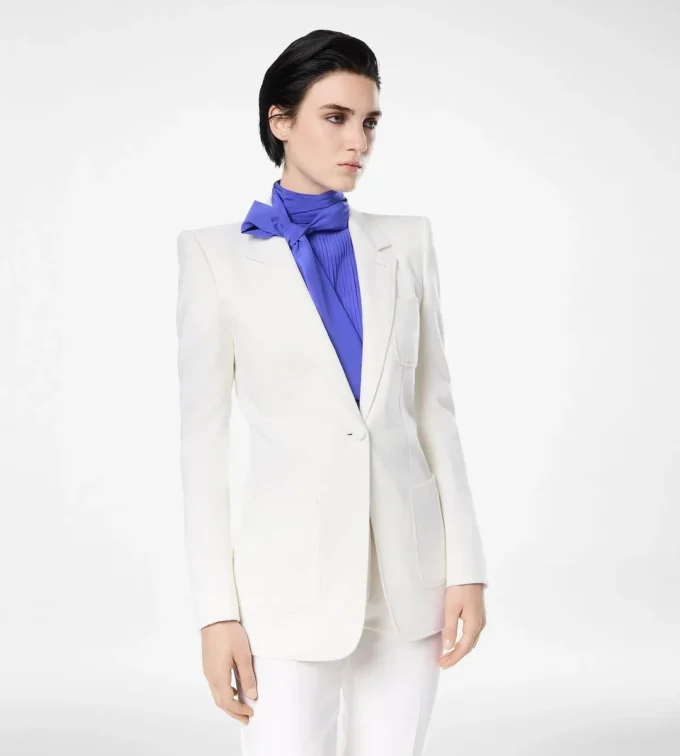 Chaqueta de franela de lana y cachemira de botonadura sencilla Chaqueta de franela de lana y cachemira de botonadura sencilla