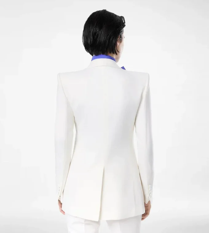Chaqueta de franela de lana y cachemira de botonadura sencilla Chaqueta de franela de lana y cachemira de botonadura sencilla