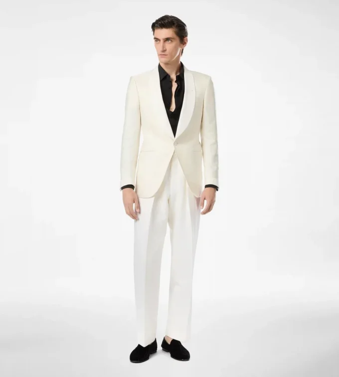 Chaqueta de noche de jacquard de viscosa y seda Chaqueta de noche de jacquard de viscosa y seda
