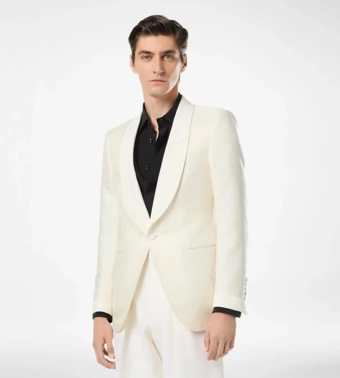 Chaqueta de noche de jacquard de viscosa y seda Chaqueta de noche de jacquard de viscosa y seda