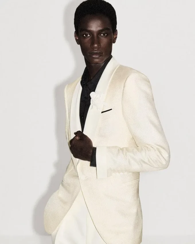 Chaqueta de noche de jacquard de viscosa y seda Chaqueta de noche de jacquard de viscosa y seda