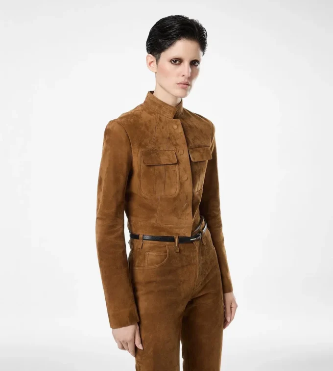 Chaqueta de oficial de ante de cordero de grano completo