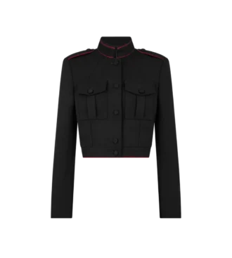 Chaqueta de oficial de gabardina de lana con ribetes