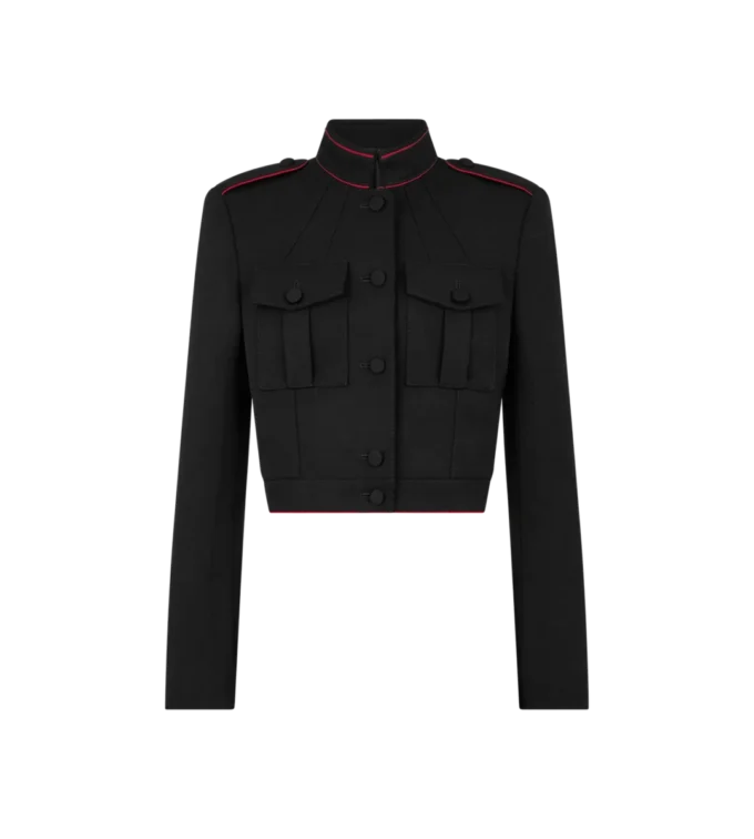 Chaqueta de oficial de gabardina de lana con ribetes Chaqueta de oficial de gabardina de lana con ribetes
