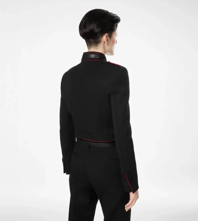 Chaqueta de oficial de gabardina de lana con ribetes Chaqueta de oficial de gabardina de lana con ribetes