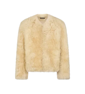 Chaqueta de piel sin cuello