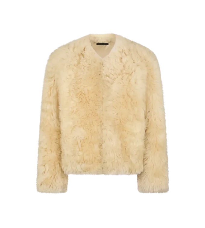 Chaqueta de piel sin cuello Chaqueta de piel sin cuello