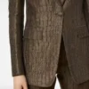 Chaqueta de un solo pecho con solapas en pico y jacquard de cocodrilo Chaqueta de un solo pecho con solapas en pico y jacquard de cocodrilo