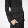 Chaqueta de un solo pecho de lana y algodón a rayas Barathea Chaqueta de un solo pecho de lana y algodón a rayas Barathea