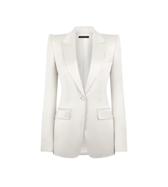 Chaqueta de una sola botonadura de mezcla de algodón y seda lavada