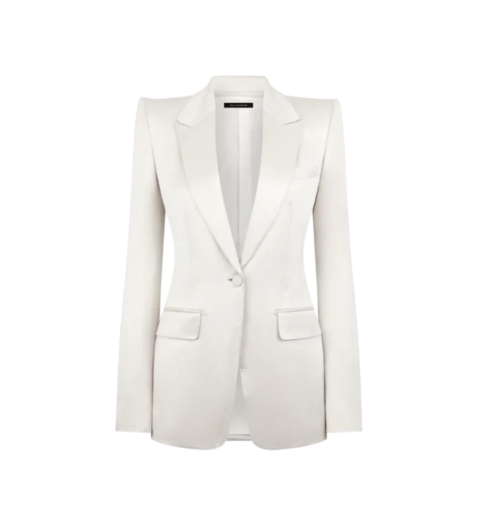Chaqueta de una sola botonadura de mezcla de algodón y seda lavada Chaqueta de una sola botonadura de mezcla de algodón y seda lavada
