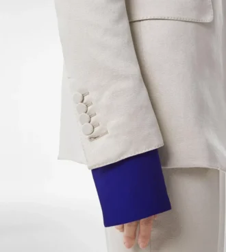 Chaqueta de una sola botonadura de mezcla de algodón y seda lavada