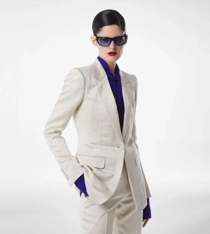 Chaqueta de una sola botonadura de mezcla de algodón y seda lavada Chaqueta de una sola botonadura de mezcla de algodón y seda lavada