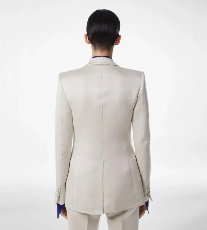 Chaqueta de una sola botonadura de mezcla de algodón y seda lavada Chaqueta de una sola botonadura de mezcla de algodón y seda lavada