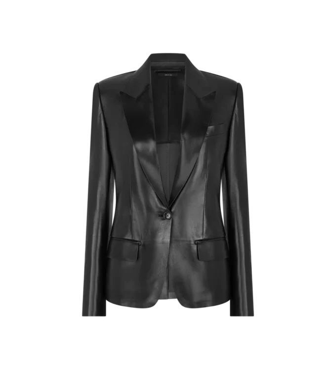 Chaqueta de una sola botonadura en piel de Guanteria sedosa Chaqueta de una sola botonadura en piel de Guanteria sedosa