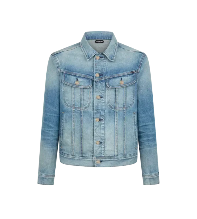 Chaqueta icónica de denim con ribete Chaqueta icónica de denim con ribete