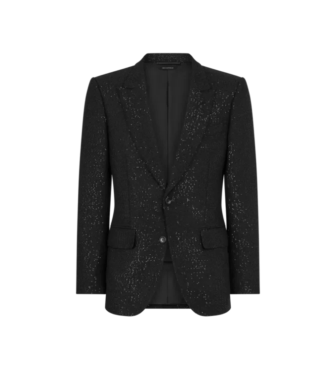 Chaqueta ligera de bouclé con lentejuelas Chaqueta ligera de bouclé con lentejuelas