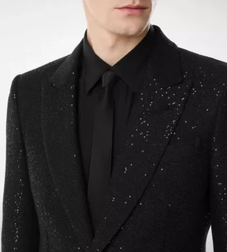 Chaqueta ligera de bouclé con lentejuelas