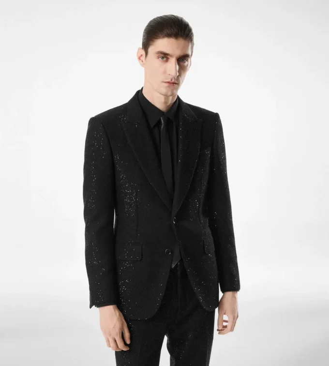 Chaqueta ligera de bouclé con lentejuelas Chaqueta ligera de bouclé con lentejuelas