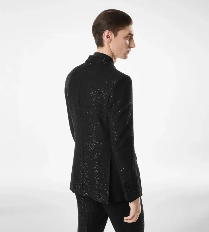 Chaqueta ligera de bouclé con lentejuelas Chaqueta ligera de bouclé con lentejuelas
