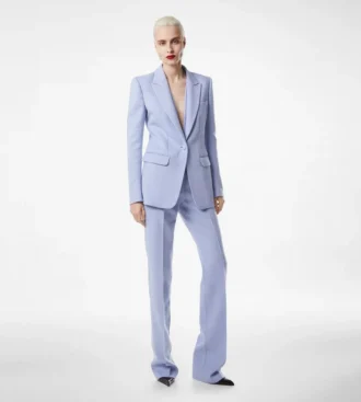 Pantalones rectos entallados de lana ligera de doble cara Pantalones rectos entallados de lana ligera de doble cara