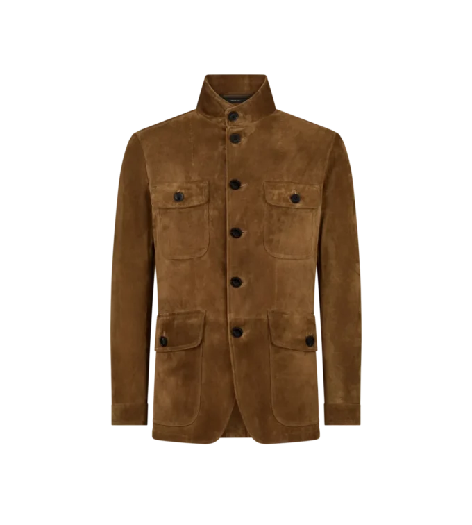 Chaqueta militar de ante de cachemira