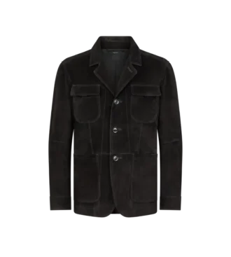 Chaqueta militar de ante de cachemira
