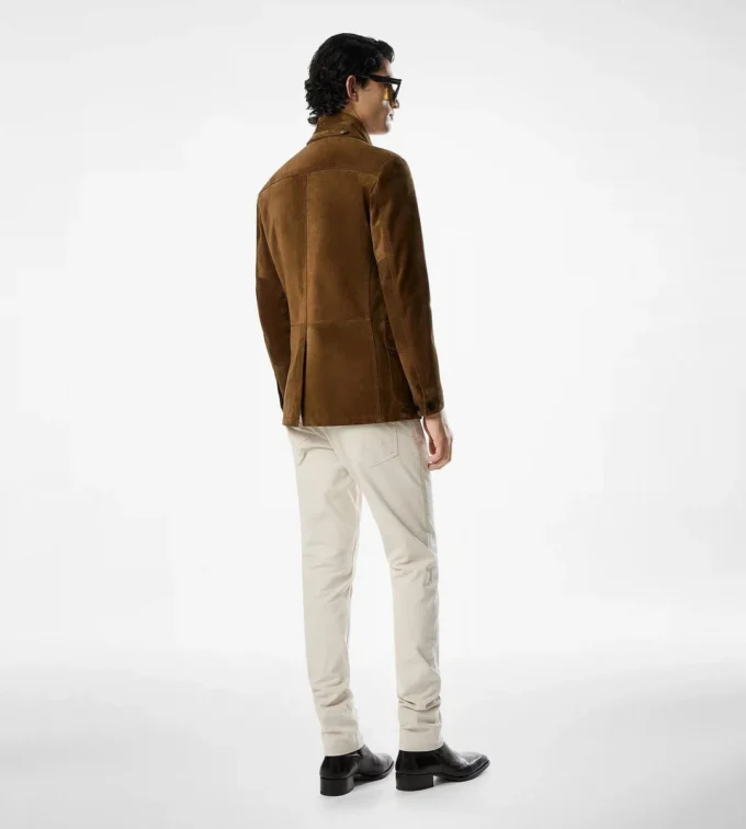 Chaqueta militar de ante de cachemira