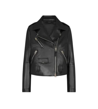Chaqueta motera asimétrica de piel