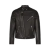 Chaqueta motera con cremallera de piel granulada Chaqueta motera con cremallera de piel granulada