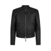 Chaqueta motera con cremallera de piel granulada Chaqueta motera con cremallera de piel granulada