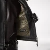 Chaqueta motera con cremallera de piel granulada Chaqueta motera con cremallera de piel granulada