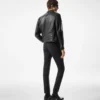 Chaqueta motera con cremallera de piel granulada Chaqueta motera con cremallera de piel granulada