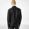 Chaqueta motera con cremallera de piel granulada Chaqueta motera con cremallera de piel granulada
