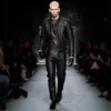 Chaqueta motera con cremallera de piel granulada Chaqueta motera con cremallera de piel granulada