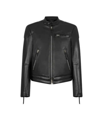 Chaqueta motera de piel napa granulada