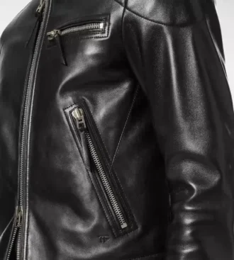 Chaqueta motera de piel napa granulada