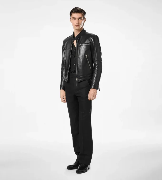 Chaqueta motera de piel napa granulada Chaqueta motera de piel napa granulada
