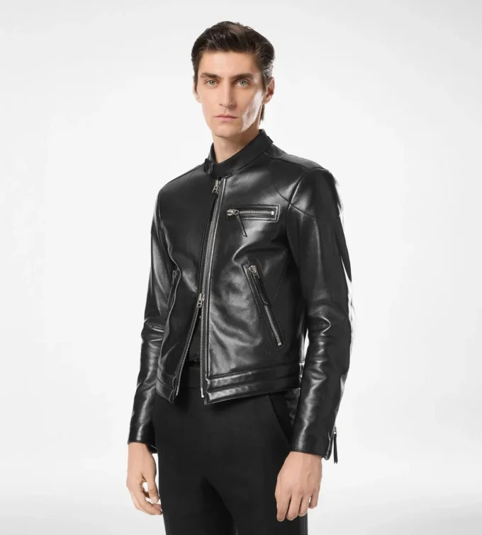 Chaqueta motera de piel napa granulada Chaqueta motera de piel napa granulada