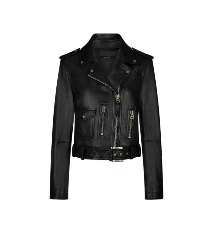 Chaqueta motera de piel plonge brillante Chaqueta motera de piel plonge brillante