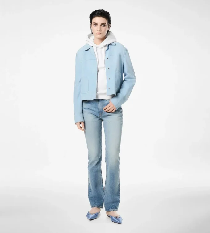 Pantalones rectos de denim lavado a la piedra