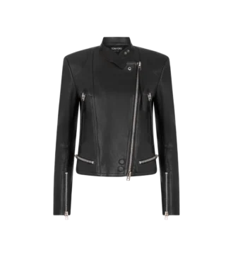 Chaqueta Racer de napa con acabado al vapor
